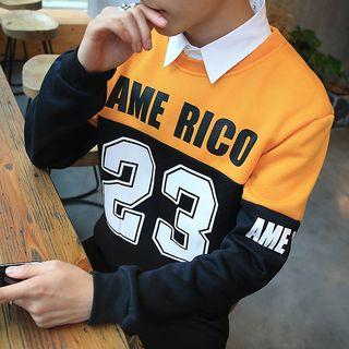 Number Colour Block Fleece-lined Sweatshirt