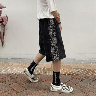 Print Panel Straight Leg Shorts