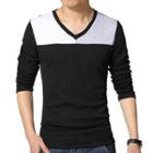 Color-block V-neck T-shirt