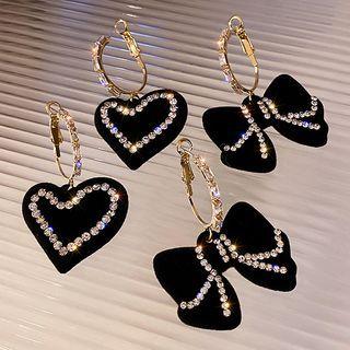 Heart / Bow Rhinestone Flocking Dangle Earring