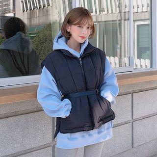 Padded Zip Vest With Belt