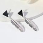 925 Sterling Silver Feather Drop Earring One Pair - Feather Drop Earring - One Size