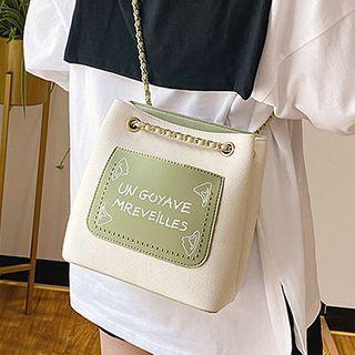 Lettering Paneled Bucket Bag