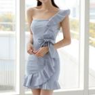 Sleeveless Striped Mini Sheath Dress