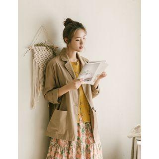 One-button Cotton Boxy Blazer