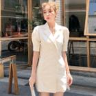 Puff-sleeve Double-breasted Mini Coatdress
