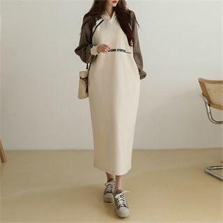 Raglan-sleeve Maxi Hoodie Dress
