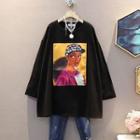 Long-sleeve Sequined T-shirt Black - One Size