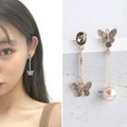 Non-matching Butterfly Drop Earring / Clip-on Earring