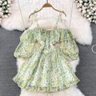 Cold Shoulder Ruffle Floral Mini Dress