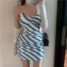 Chain Strap Lettering Print Mini Bodycon Dress