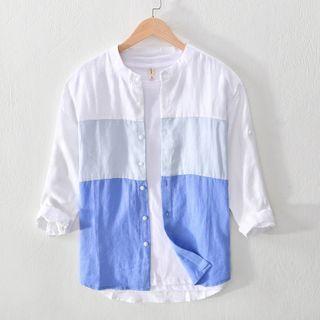 3/4-sleeve Color Panel Shirt