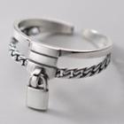 Lock Sterling Silver Layered Open Ring S925 Silver - Silver - One Size