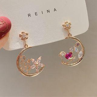 925 Sterling Cz Flower Drop Earring 1 Pair - As Shown In Figure - One Size