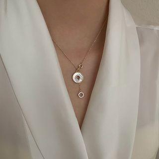 Rhinestone Hoop Necklace White - One Size