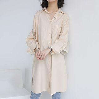 Plain Slit Shirtdress