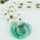 Sleeping Rose Pearl Necklace(green) One Size