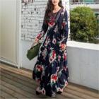 Tassel Embroidered-panel Floral Maxi Dress