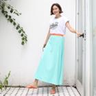 Band-waist Contrast-trim Cotton Skirt