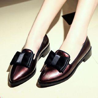 Block-heel Bow-accent Loafers