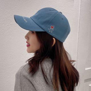 Heart Embroidered Baseball Cap Blue - One Size