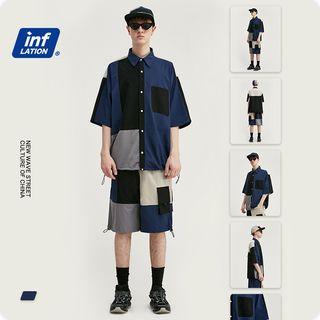 Colorblock Loose-fit Shirt / Drawstring Shorts