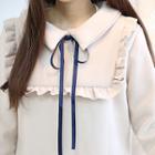 Beribboned Frill-trim Wool Blend Shirtdress