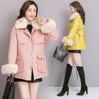 Furry Trim Padded Zip Jacket