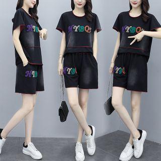 Set: Denim Short-sleeve T-shirt + Shorts