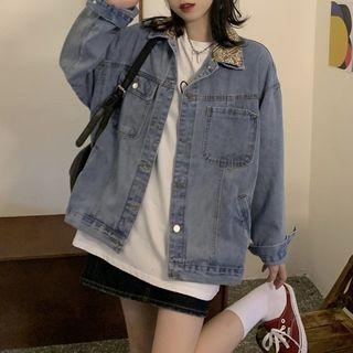 Print Panel Denim Shirt Jacket