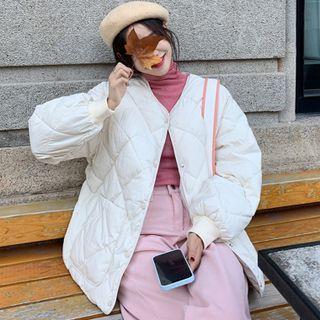 Plain Quilted Button Jacket