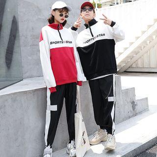 Couple Matching Half Zip Pullover / Color Block Sweatpants