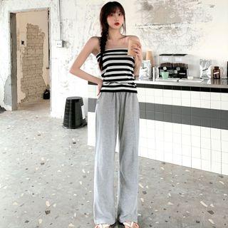 Striped Tube Top / Sweatpants
