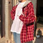 Hooded Checked Loose-fit Shirt
