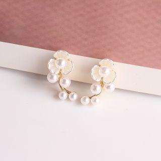 Faux Pearl Shell Flower Earring