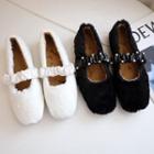 Beaded Fluffy Mary Jane Shoes