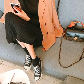 Knot-front Long Rib-knit Dress