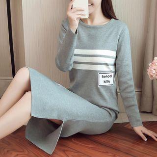 Long-sleeve Cutout Knit Sheath Dress