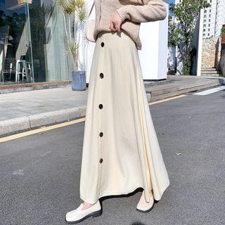 High Waist Knit Maxi A-line Skirt