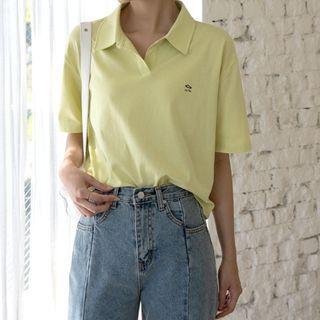 Collared Embroidered T-shirt