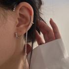 Rhinestone Chained Cuff Earring 1 Pc - Left - White - One Size