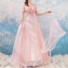 Short-sleeve Off-shoulder Evening Dress
