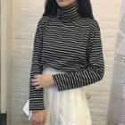 Striped Turtleneck Knit Pullover