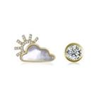 Sterling Silver Plated Gold Fashion Creative Sun Cloud Stud Earrings With Cubic Zircon Golden - One Size