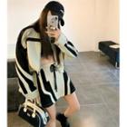 Two-tone Cropped Zip Jacket / High-waist Two-tone Mini Skirt