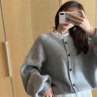 Long-sleeve Lace Top / Button Jacket