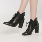 Lace-up Chunky-heel Genuine Leather Ankle Boots