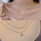 Faux Pearl Layered Necklace Layered - Gold - One Size