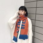Flannel Fringed Lettering Scarf