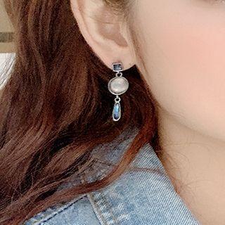 Bead Drop Earring 01 - White & Blue - One Size